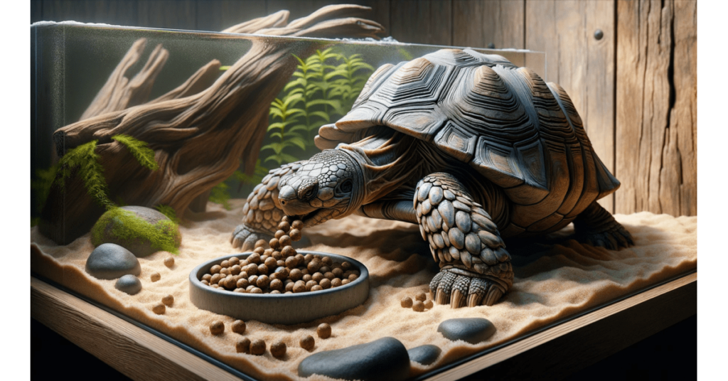 turtle eating pellets out of its bowl
